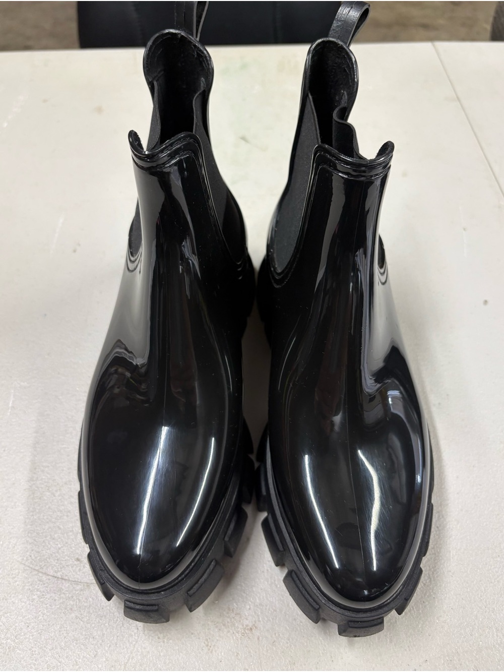 Forever 21 Glossy Black Chelsea Rain Boots women’s